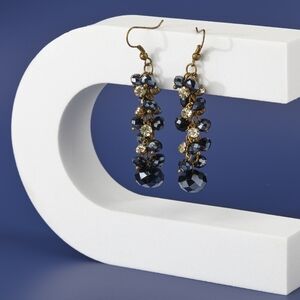 Sparkling Deep Blue Statement Earrings